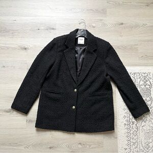 Abercrombie & Fitch Black Textured Jacket Coat Large Preppy Minimalist Old Money